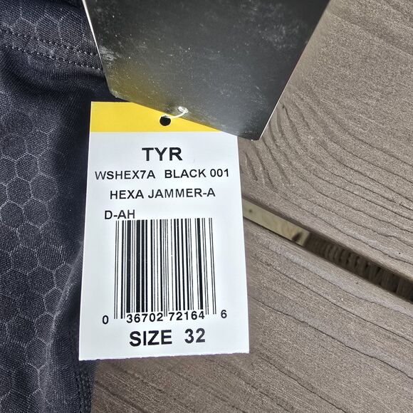 TYR Durafast Elite Black Hexa Drawstring  Swim Jammer Size 32 New - Picture 3 of 3